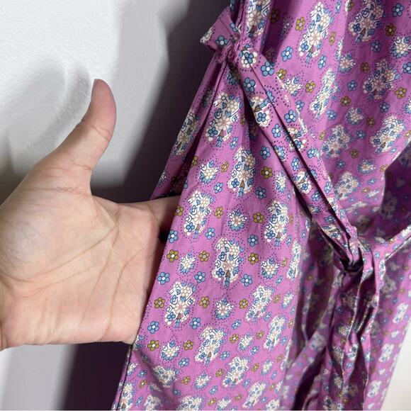 Sea NY Perry Border One Shoulder Floral Dress Lilac Puff Sleeve Midi Sz XS - Picture 6 of 10